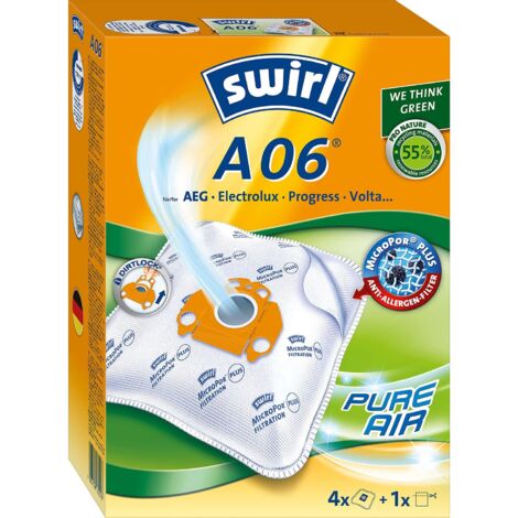 Swirl 06 EcoPor A06, Sacchetti per aspirapolvere Airspace, 4 Pezzi, Materie Prime