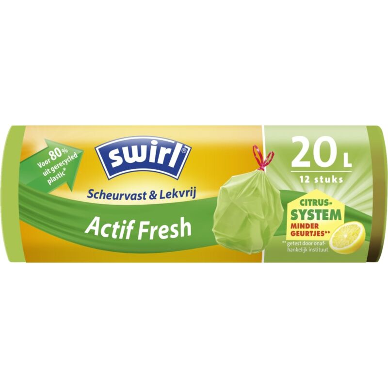 Swirl - Sacs poubelle à pédale Actif Fresh au parfum de citron 20 l 12 pièces