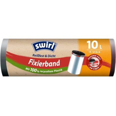 Swirl® Fixierband-Müllbeutel 10 L Reißfest & Dicht Müllsäcke & Müllsackständer