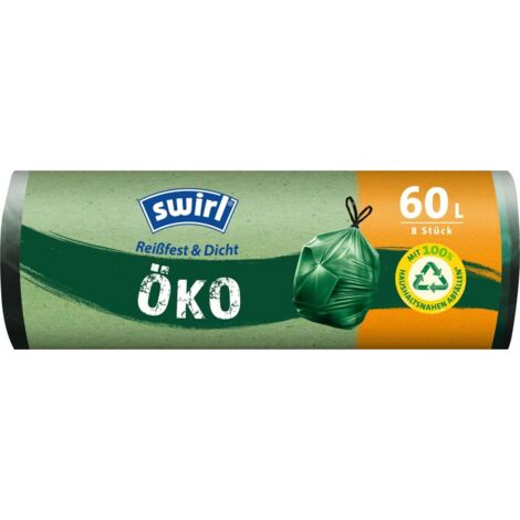 Swirl Öko Müllbeutel mit Tragegriff 60 L 8 Stück Müllbeutel