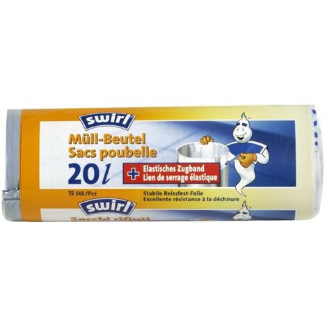 Swirl - sacs poubelle à pédale - bande de fixation élastique -20l