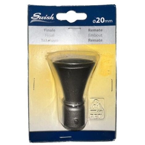 SWISH - TERMINALE/POMOLO PER BASTONI TENDE IN ACCIAIO ANTRACITE TROMBA D.20 MM