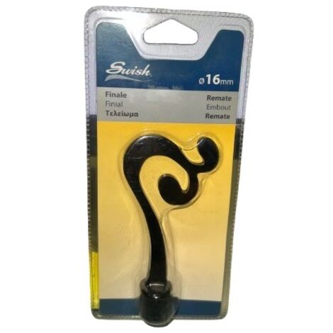 SWISH - TERMINALE/POMOLO PER BASTONI TENDE IN ACCIAIO LACCATO NERO MODELLO MAPLE D. 16mm