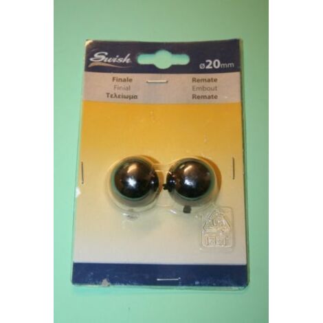 SWISH - TERMINALE/POMOLO PER BASTONI TENDE IN ACCIAIO NICKEL BLACK TAPPO TONDO D.20 MM