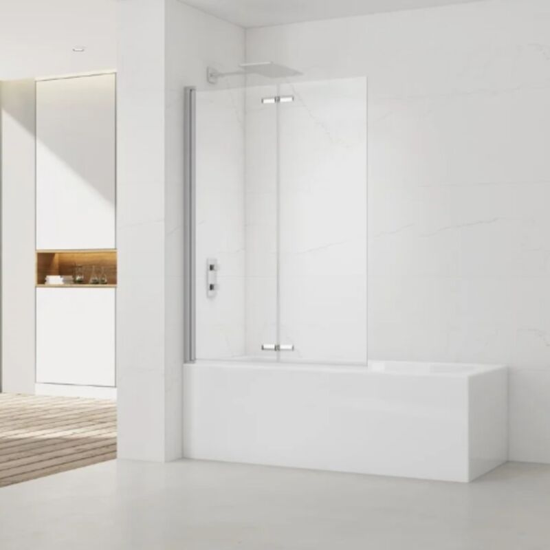 150x105 cm sk Pare-baignoire en verre 2 volets pliants, orientation gauche et droite, chrome (SATVZSKNEW105) - Swiss Aqua Technologies