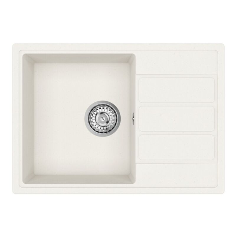 62x44 cm évier avec égouttoir réversible en Granite, à encastrer, blanc (SATSINKGE2W) - Swiss Aqua Technologies