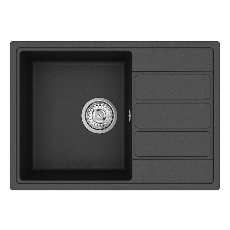 Swiss Aqua Technologies 62x44 cm évier avec égouttoir réversible en Granite, à encastrer, noir (SATSINKGE2B)