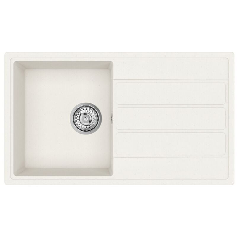 76x44 cm évier avec égouttoir réversible en Granite, à encastrer, blanc (SATSINKGE3W) - Swiss Aqua Technologies