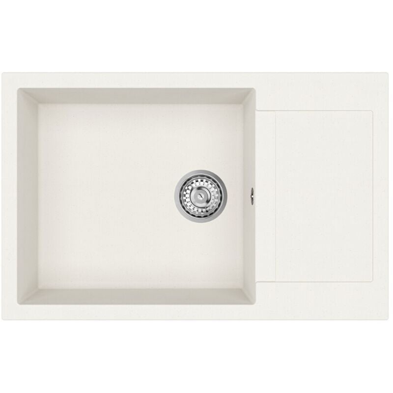 78x50 cm évier avec égouttoir réversible en Granite, à encastrer, blanc (SATSINKGQT105W) - Swiss Aqua Technologies