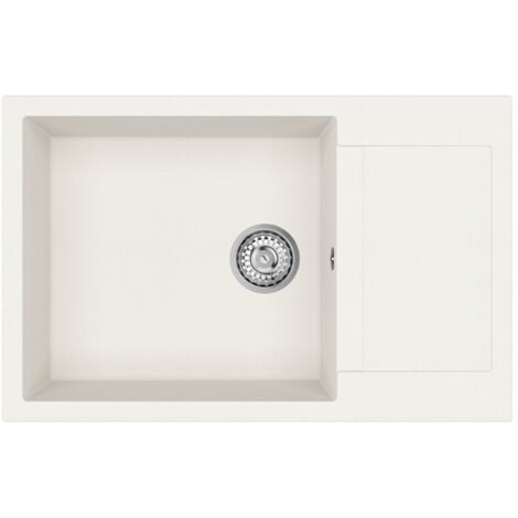 Swiss Aqua Technologies 78x50 cm évier avec égouttoir réversible en Granite, à encastrer, blanc (SATSINKGQT105W)