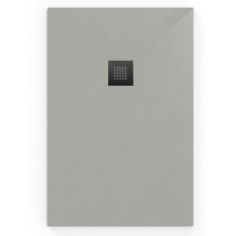 Swiss Aqua Technologies Alek Plato de ducha Rectangular 100x80 cms con sifón, en mármol fundido, Gris (SATALEK10080S-S)