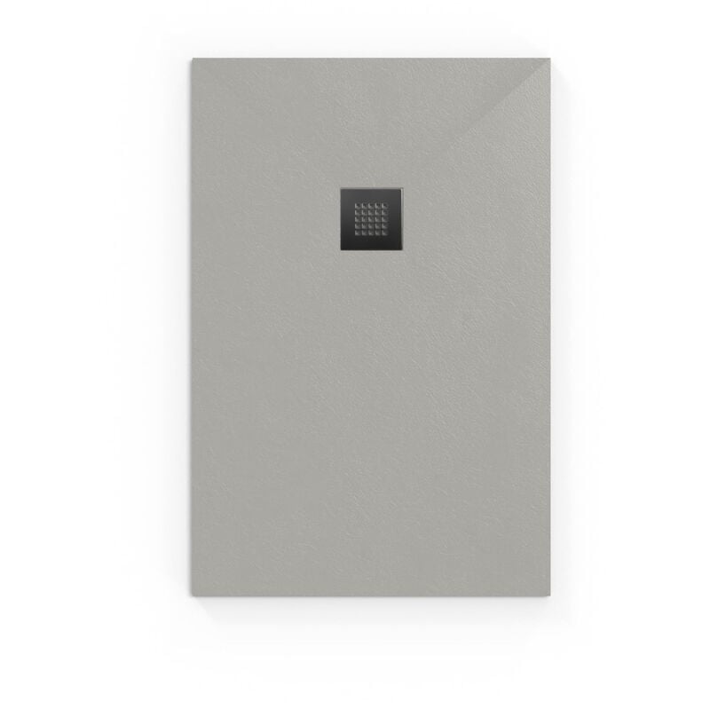 Alek Receveur de douche rectangulaire 140x80cm avec siphon, en marbre coulé, Gris (SATALEK14080S-S) - Swiss Aqua Technologies