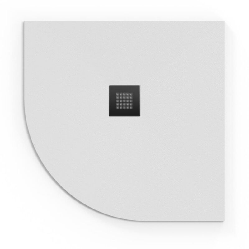 Alek Receveur de douche quart de cercle 80x80cm avec siphon, en marbre coulé, Blanc (SATALEK80SB-S) - Swiss Aqua Technologies