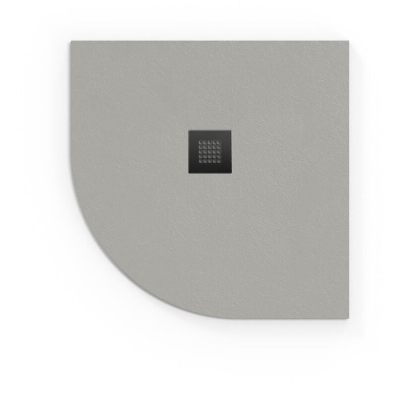 Alek Receveur de douche quart de rond 80x80cm avec siphon, marbre coulé, Gris (SATALEK80SS-S) - Swiss Aqua Technologies