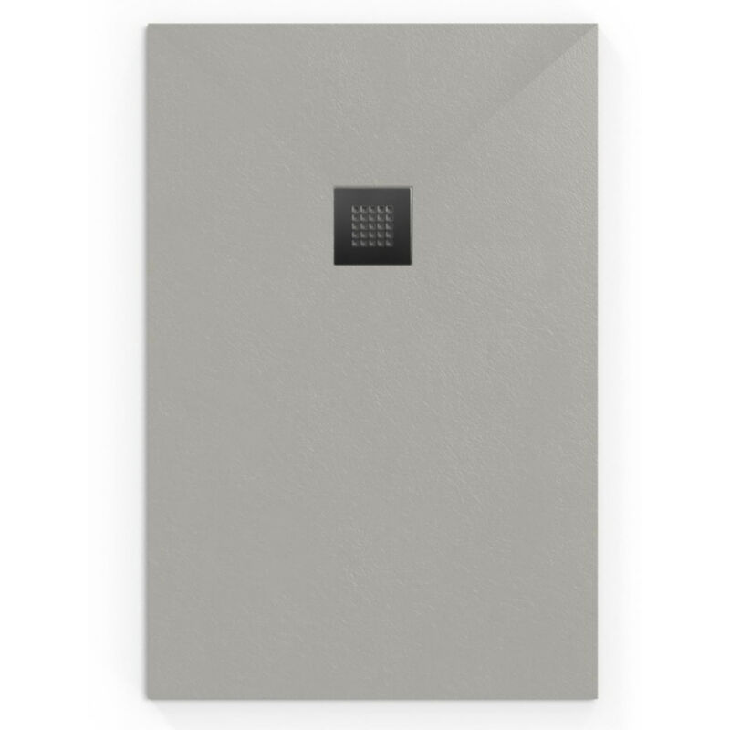 Alek Receveur de douche rectangulaire 100x90 cm avec siphon, en marbre coulé, Gris (SATALEK10090S-S) - Swiss Aqua Technologies