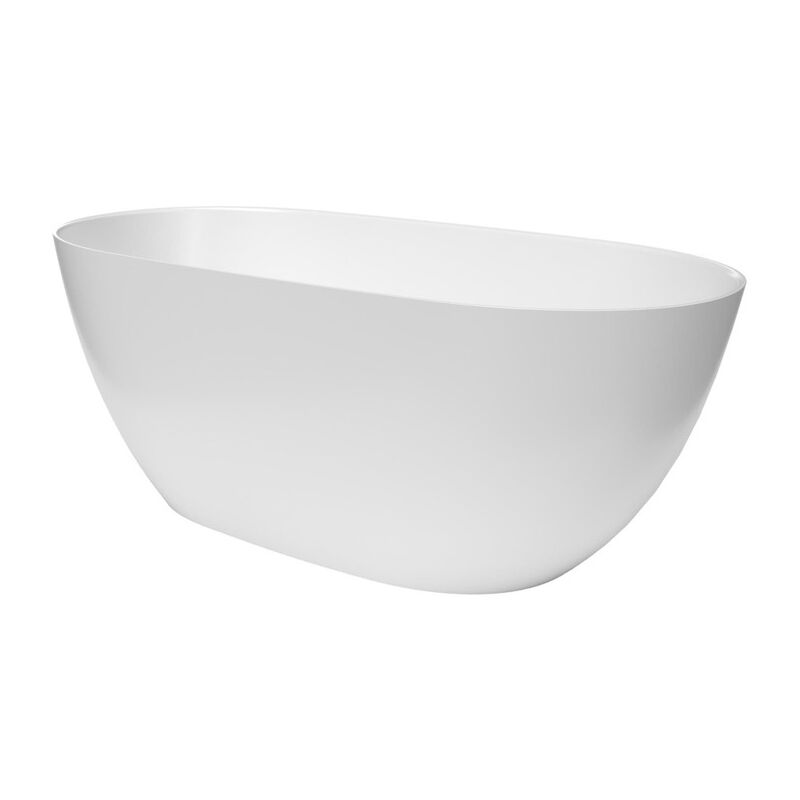 Swiss Aqua Technologies - Aulis 160x74 cm Baignoire îlot en marbre Coulé 293L, sans pieds, blanc (SATAU1600)