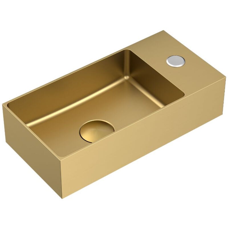 Swiss Aqua Technologies - Aurum Lave mains en Acier Inoxydable 304, 40x22x11cm, Or brossé pvd (SATAUR4022BG)