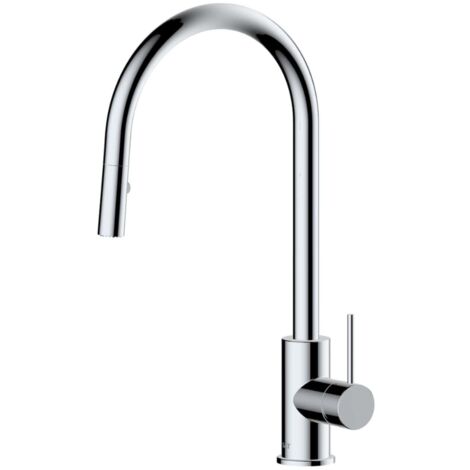 Swiss Aqua Technologies Aurum Mezclador de pedestal para fregadero de 44 cm con rociador extraíble de 2 chorros, cromo brillante (SATBAUR286CR)