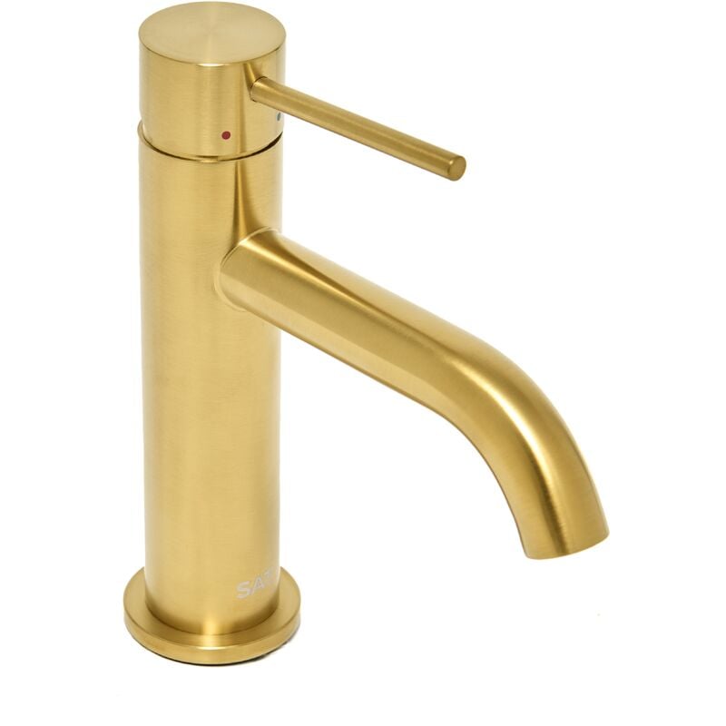 Swiss Aqua Technologies - Aurum mitigeur lavabo sur pied 16,5 cm, à levier, sans vidage, or brossé (SATBAUR271BG)