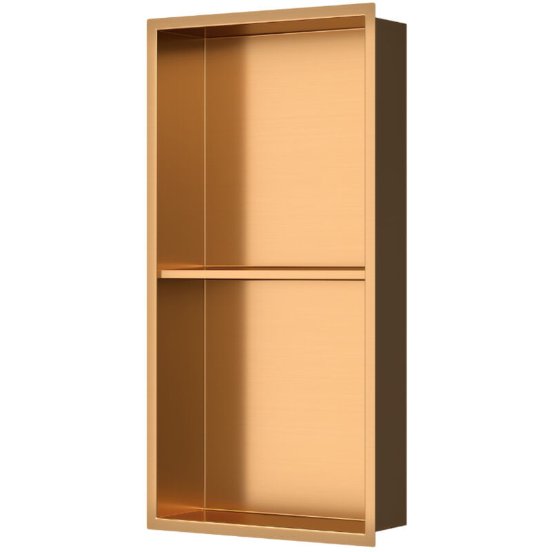 Aurum Niche de Douche à encastrer, Acier Inoxydable 304, 2 étagères, 60x30x10cm, Cuivre brossé pvd (SATAURN6030SBRG) - Swiss Aqua Technologies