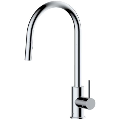 Swiss Aqua Technologies Aurum Stand-Spültischarmatur mit Hebelarmatur 44 cm mit herausziehbarer Handbrause 2-strahlig, chrom glänzend (SATBAUR286CR)