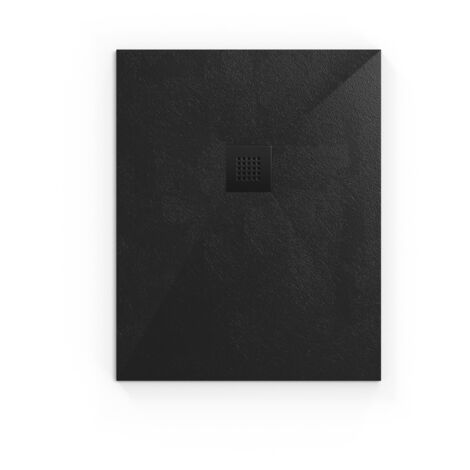Swiss Aqua Technologies B-Way Plato de ducha rectangular 100x80cm con sifón, en mármol fundido, Negro (SATALEK10080-S)