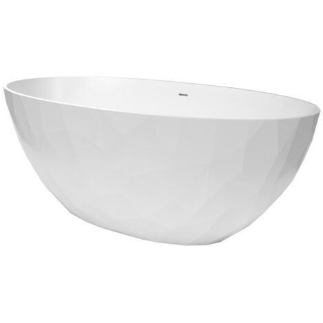 Swiss Aqua Technologies Bañera exenta de isla Meda 167x82,3 cm en mármol fundido 309L, blanco (SATME1670):