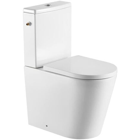 Swiss Aqua Technologies Brevis Stand-WC der Spitzenklasse, spülrandlos + WC-Deckel mit Absenkautomatik, Öko-Seiteneinzug, Univer