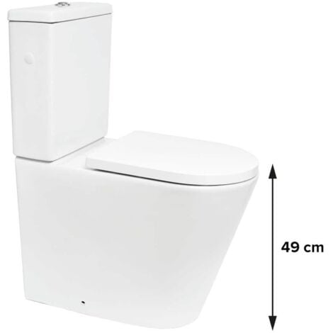 Swiss Aqua Technologies Brevis Stand-WC ohne Spülrand aus Keramik mit SoftClose-Sitz, weiß (SATBRE32)