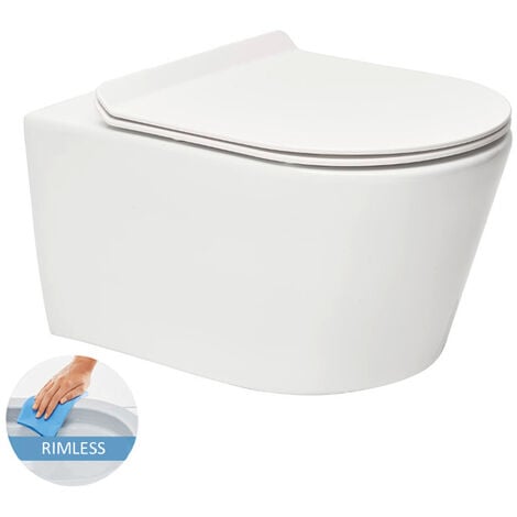 Swiss Aqua Technologies Brevis Wall-Hung Rimless Toilet, invisible fixings + ultra-slim soft-close seat (BrevisRimless)