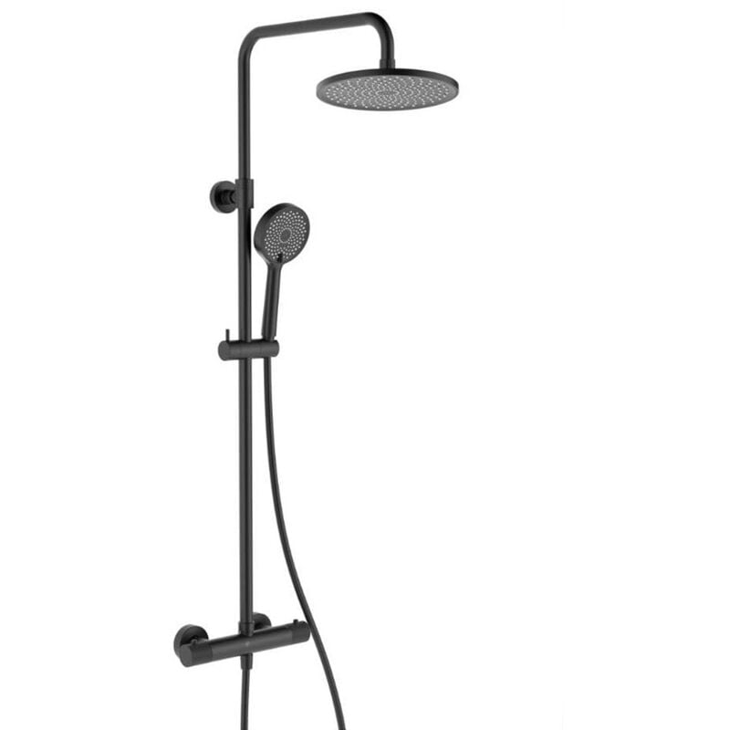 Colonne de douche avec mitigeur thermostatique + Douche de tête 240 mm + Douchette 2 jets, Noir (satsstkc) - Swiss Aqua Technologies