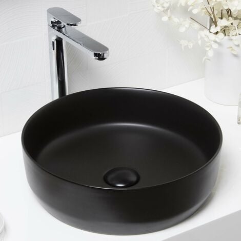 Swiss Aqua Technologies Countertop basin Infinitio 39 x 39 x 12 cm without overflow, black (SATINF3939BKM)