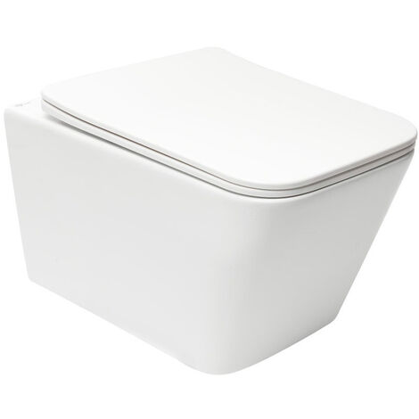 Swiss Aqua Technologies – Cuvette WC suspendu sans bride – Fixations invisibles – Abattant softclose amovible – Céramique – Profondeur 52 cm – Rinçage 3/6 L