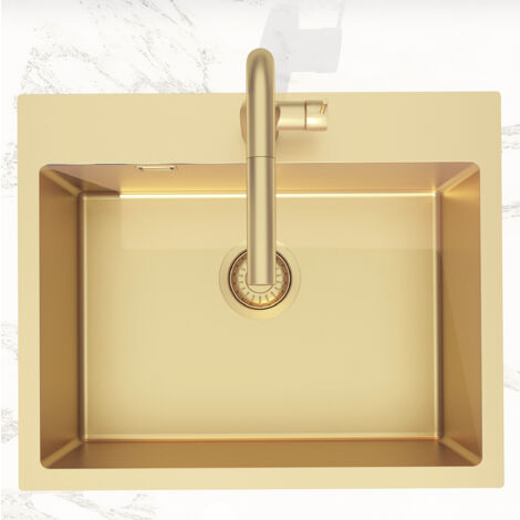 Swiss Aqua Technologies Fregadero encastrado Swiss Aqua Technologies Aurum de acero inoxidable 304, 55x45x21 cm, PVD oro cepillado