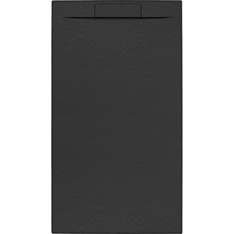 Swiss Aqua Technologies Fusion Duschwanne 120x80cm aus fließendem Marmor, Schwarz (SATFU12080G)