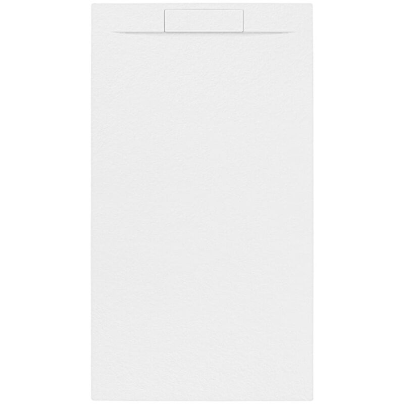 Fusion Receveur de douche 120x90cm en marbre coulé avec siphon, Blanc (SATFU12090BL-S) - Swiss Aqua Technologies