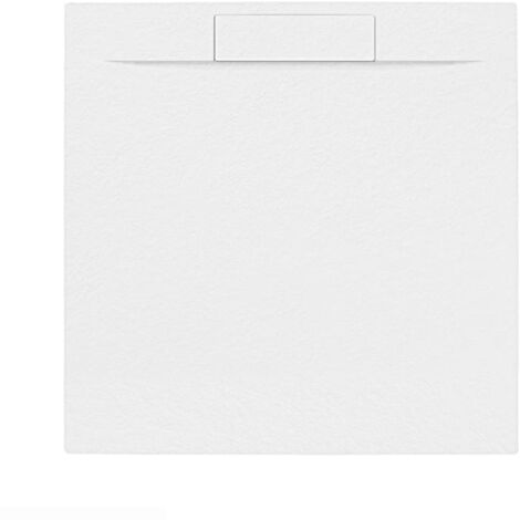 Swiss Aqua Technologies Fusion Receveur de douche 90x90cm en marbre coulé avec siphon, Blanc (SATFU9090BL-S)