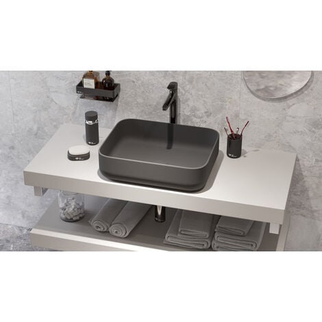 Swiss Aqua Technologies Infinitio Countertop basin 50x39 cm, without overflow, Matt black (SATINF5039BKM)