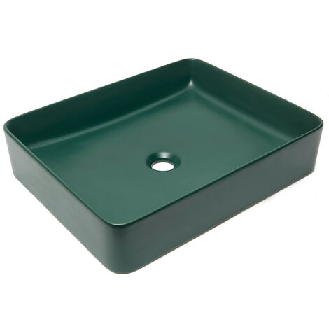 Swiss Aqua Technologies Infinitio Lavabo freestanding 50 x 40 x 11 cm, senza troppopieno, verde scuro opaco (SATINF5040DGEM)