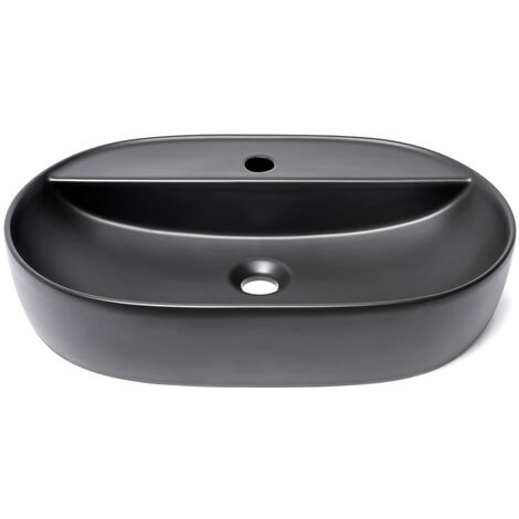Swiss Aqua Technologies Infinitio Lavabo sobre encimera 60x40 cms, sin rebosadero, con orificio para grifería, Negro mate (SATINF6040BKM)