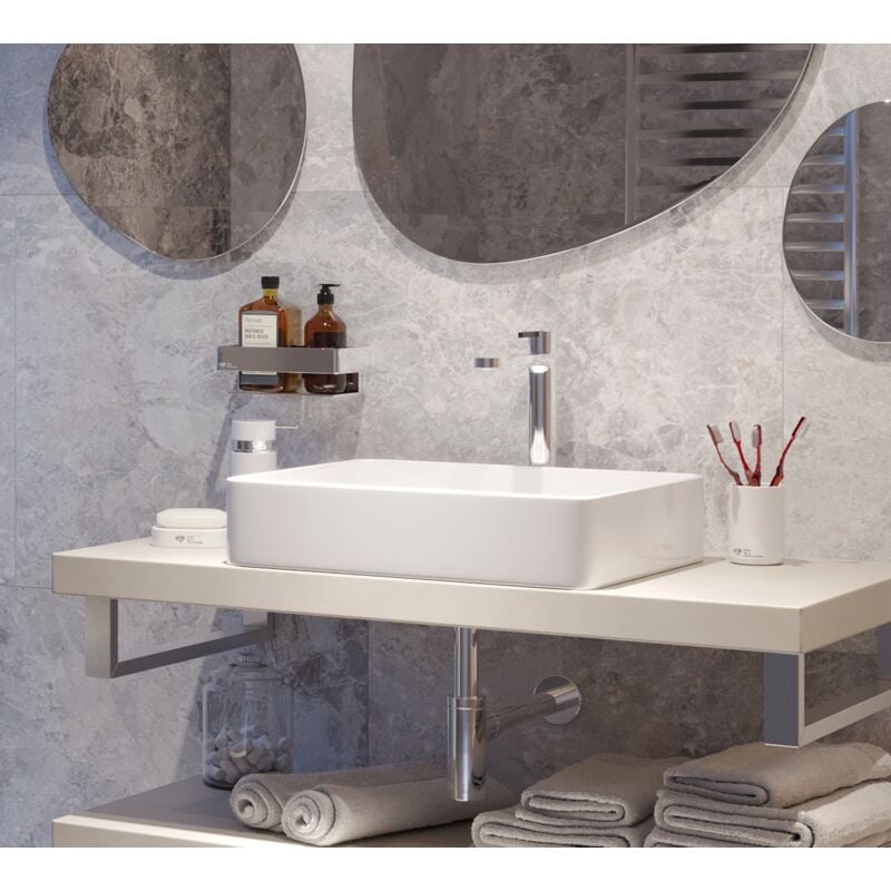 Infinitio Vasque à poser 50x40 cm, sans trop-plein, Blanc brillant (SATINF5040) - Swiss Aqua Technologies