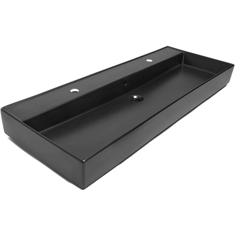 Lavabo sat Infinitio 121,4x46,9 cm noir mat deux trous pour robinetterie (SATINF12046BKM) - Swiss Aqua Technologies