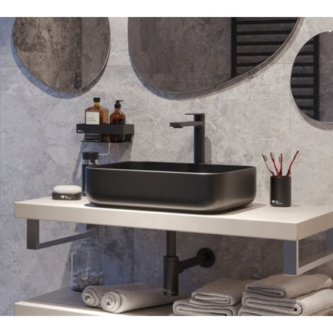 Swiss Aqua Technologies Lavabo sobre encimera Infinitio 50x39 cm, sin rebosadero, Negro mate (SATINF5039BKM)