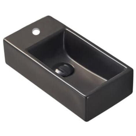 Swiss Aqua Technologies Lavabo sospeso Brevis con foro per rubinetto, a sinistra, 40,5x20,5x10,5 cm, nero (SATBRE4020SLBKM)