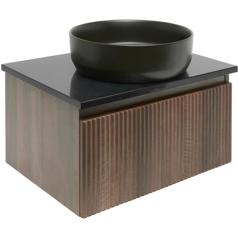 Meuble de salle de bain avec comptoir en pierre artificielle sat Evolution 58x30x44,8 cm noyer mat (SATEVO60NATK) - Swiss Aqua Technologies