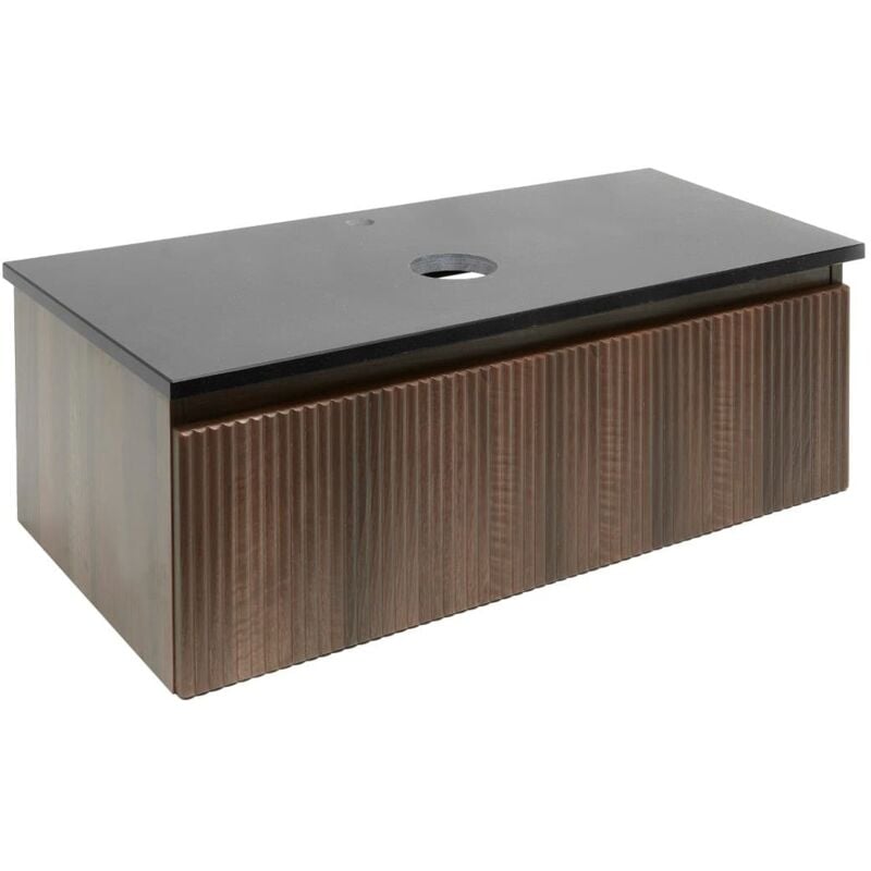 Meuble de salle de bain avec comptoir en pierre artificielle sat Evolution 98x30x44,8 cm noyer mat (SATEVO100NATK) - Swiss Aqua Technologies