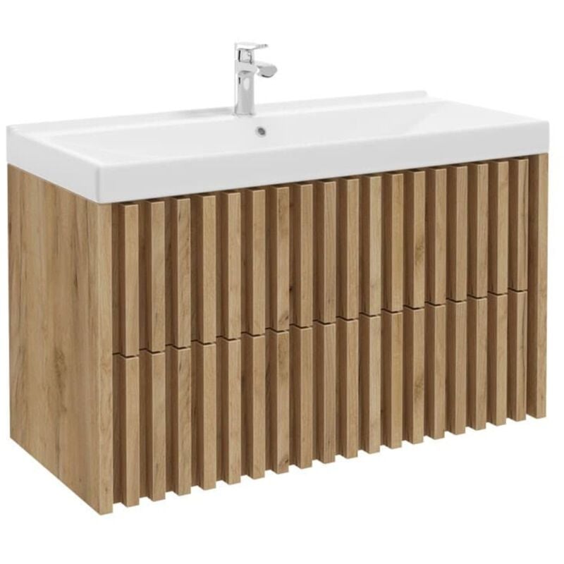 Meuble de salle de bain avec lavabo sat Delano 100x56x46 cm chêne mat (DELANO100ZDUM) - Swiss Aqua Technologies