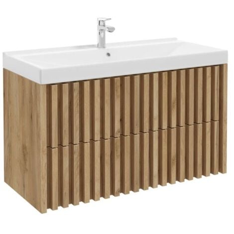 Swiss Aqua Technologies Meuble de salle de bain avec lavabo SAT Delano 100x56x46 cm chêne mat (DELANO100ZDUM)