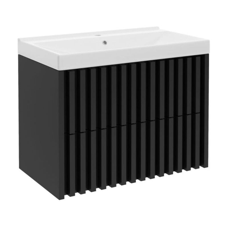 Meuble de salle de bain avec lavabo sat Delano 80x46 cm noir mat (DELANO80ZCUM) - Swiss Aqua Technologies