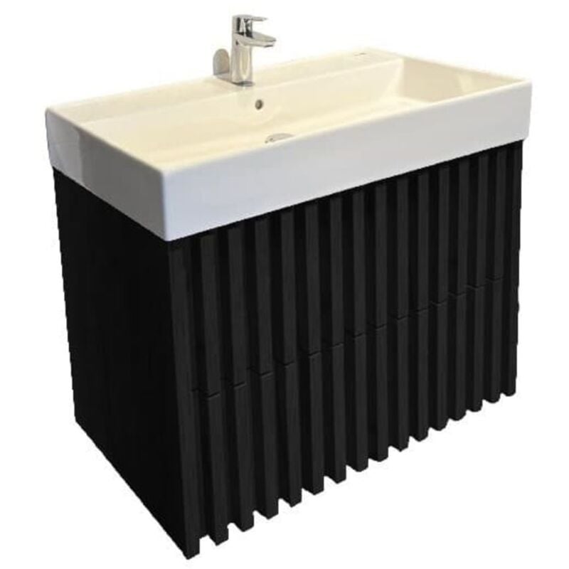 Meuble de salle de bain avec lavabo sat Delano 80x56x46 cm noir mat (DELANO80ZCSAT) - Swiss Aqua Technologies